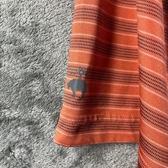 Brooks Brothers Polo Shirt Mens Large Orange Striped Performance Casual Golf - Picture 4 of 9